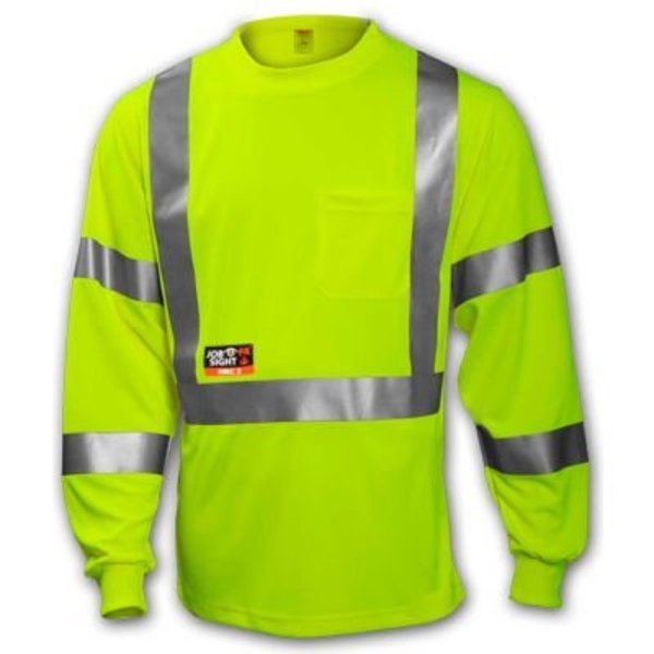 Tingley Rubber Tingley Class 3 FR Long Sleeve T?Shirt, Fluorescent Yellow/Green, L S85522.LG